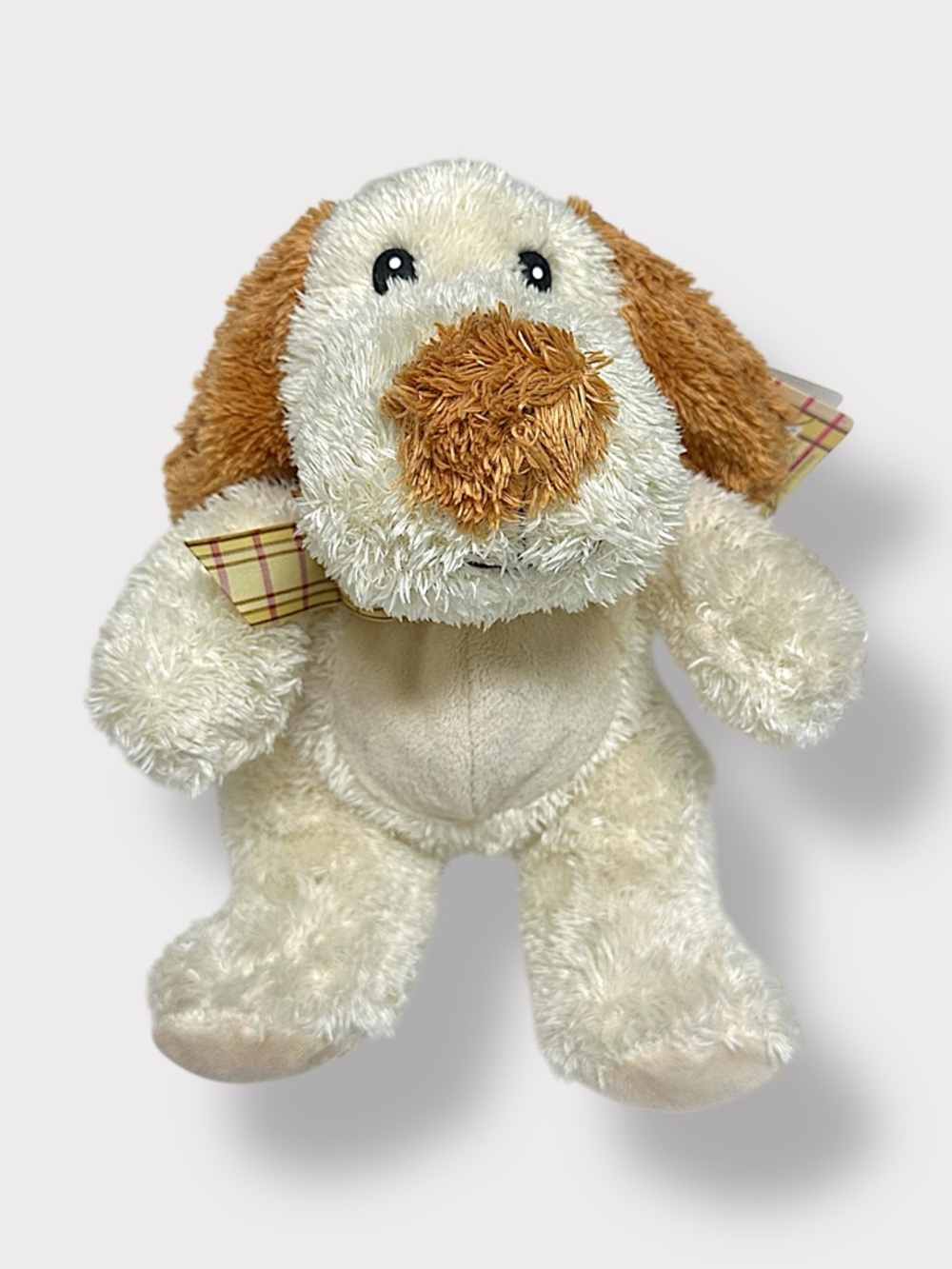 Cream and Brown Plush Puppy Stuffed Animal - Soft Cuddly Toy